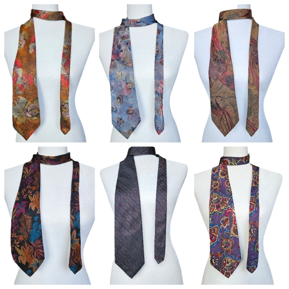 Set of 6 ties - 5 silk & 1 polyester
